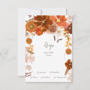 Botanische Hochzeit mit weißem grauem Kupfer RSVP Karte