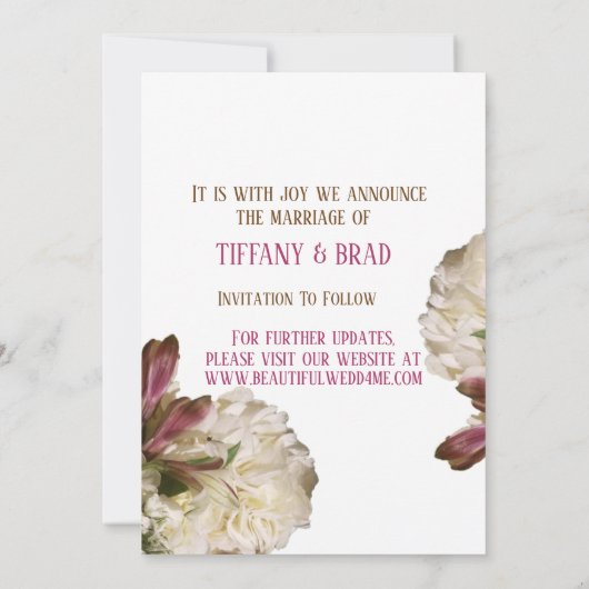 Botanische Hochzeit mit weißer Blüte Rette dem Dat Save The Date (Rückseite)