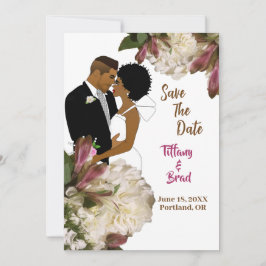 Botanische Hochzeit mit weißer Blüte Rette dem Dat Save The Date