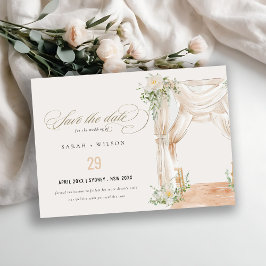 Botanische Hochzeit mit weißer Blüte Save The Date