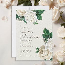 Botanische Hochzeit mit weißer Creme Einladung