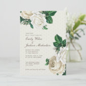 Botanische Hochzeit mit weißer Creme Einladung (Stehend Vorderseite)