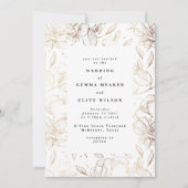 Botanische Hochzeit mit weißer Elegant Einladung (Vorderseite)