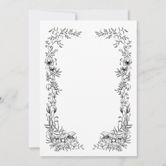 Botanische Hochzeit mit weißer Hand Einladung (Rückseite)