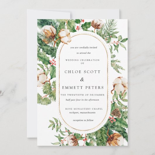 Botanische Hochzeit mit weißer Rose Rustikal Einladung (Vorderseite)