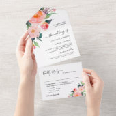 Botanische Hochzeit mit weißer Wasserfarbe All In One Einladung (Abreißen)