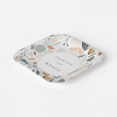 Botanische Hochzeit Mitte des Jahrhunderts Inspiri Pappteller (Gewinkelt)