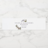 Botanische Hochzeit Mitternacht Wasserflaschenetikett (Einzelnes Label)