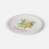 Botanische Hochzeit: Orangenfrucht Pappteller (Schrägansicht)