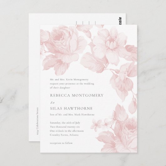 Botanische Hochzeit Postkarte (Vorne/Hinten)