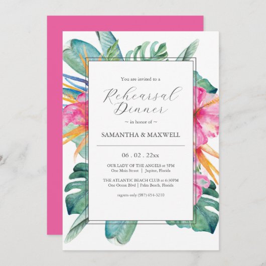 Botanische Hochzeit-Probe-Abendessen Einladung (Vorne/Hinten)