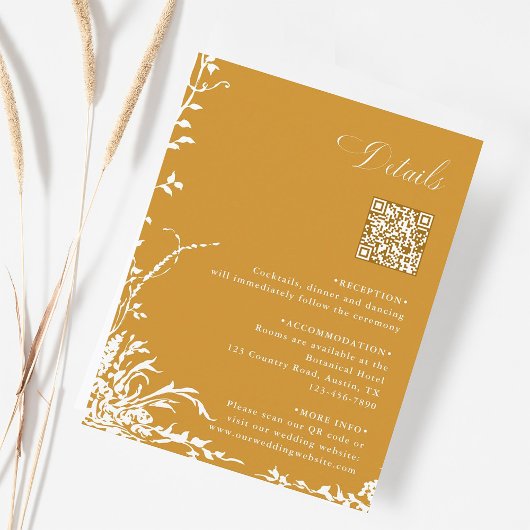 Botanische Hochzeit QR-Code-Details Bernstein Begleitkarte