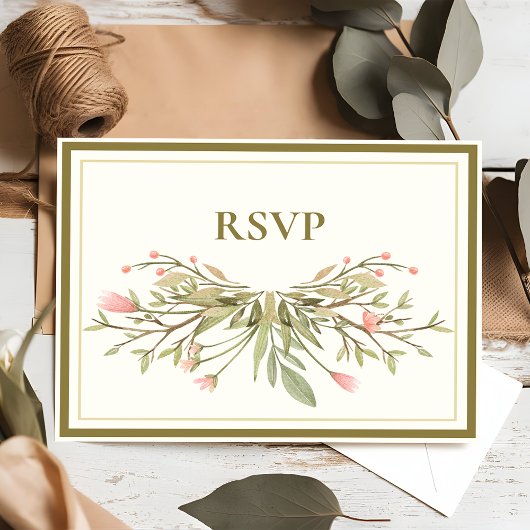 Botanische Hochzeit RSVP Einladungspostkarte