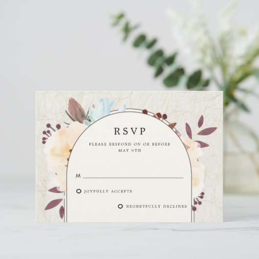 Botanische Hochzeit RSVP Karte (Stehend Vorderseite)