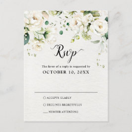 Botanische Hochzeit RSVP-Rose für Weißweincreme Postkarte