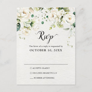 Botanische Hochzeit RSVP-Rose für Weißweincreme Postkarte