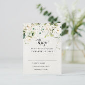 Botanische Hochzeit RSVP-Rose für Weißweincreme Postkarte (Stehend Vorderseite)