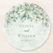 Botanische Hochzeit Runder Pappuntersetzer (Vorderseite)