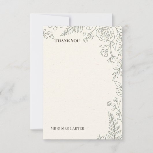 Botanische Hochzeit Sage Dankeskarte (Vorderseite)
