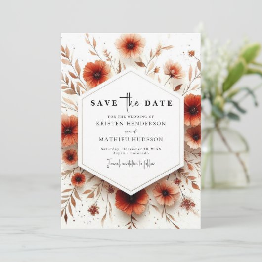 Botanische Hochzeit Save The Date (Stehend Vorderseite)