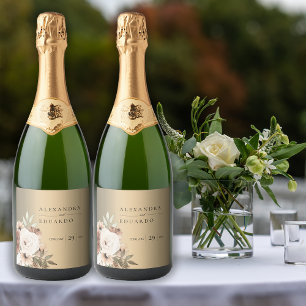 Botanische Hochzeit Schaumweinetikett