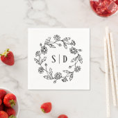 Botanische Hochzeit schwarz weiß Serviette (Beispiel)