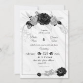 botanische Hochzeit silbergrau & schwarz Einladung (Vorderseite)