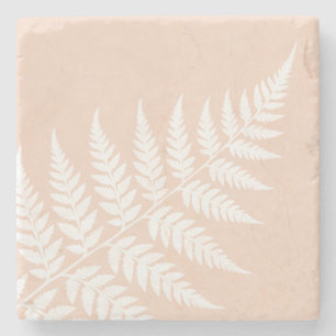 Botanische Hochzeit Soft Peach White Fern Steinuntersetzer