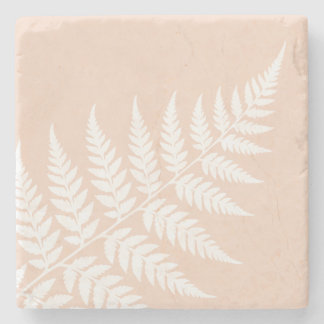 Botanische Hochzeit Soft Peach White Fern Steinuntersetzer