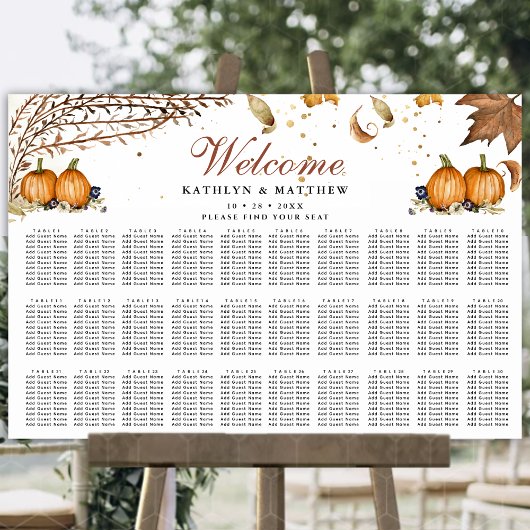 Botanische Hochzeit vom Herbst Kürbis 30 Tischsitz Poster