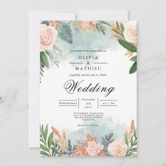 Botanische Hochzeit von Blush Floral Wash Einladung