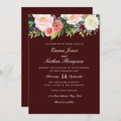 Botanische Hochzeit von Burgund Peach Einladung (Vorne/Hinten)