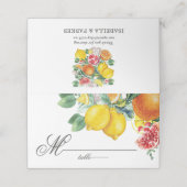 Botanische Hochzeit von Citrus Watercolor Platzkarte (Außenseite Aufgefaltet)
