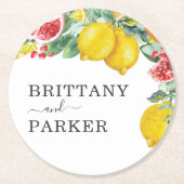 Botanische Hochzeit von Citrus Watercolor Runder Pappuntersetzer (Vorderseite)