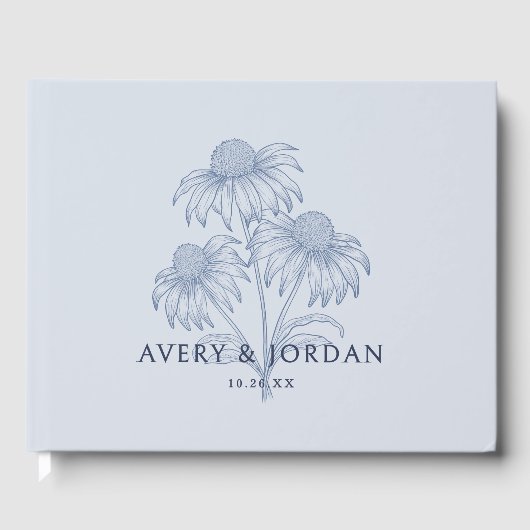 Botanische Hochzeit von Dusty Blue Coneflower Gästebuch (Vorderseite)