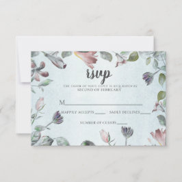Botanische Hochzeit von Dusty Blue RSVP Karte