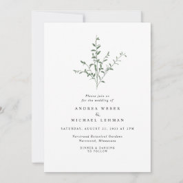 Botanische Hochzeit von einfachen Baumzweigen-Blät Einladung
