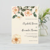 Botanische Hochzeit von Elfenbein Einladung (Stehend Vorderseite)