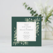 Botanische Hochzeit von Emerald Green Greenery Einladung (Stehend Vorderseite)