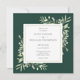 Botanische Hochzeit von Emerald Green Greenery Einladung