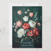 Botanische Hochzeit von Emerald Green & Red Tulip Einladung (Rückseite)