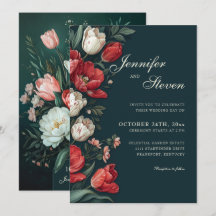 Botanische Hochzeit von Emerald Green & Red Tulip