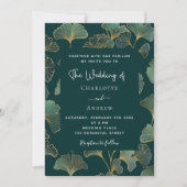 Botanische Hochzeit von Ginkgoblättern Einladung (Vorderseite)