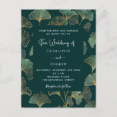 Botanische Hochzeit von Ginkgoblättern Einladungspostkarte (Vorderseite)