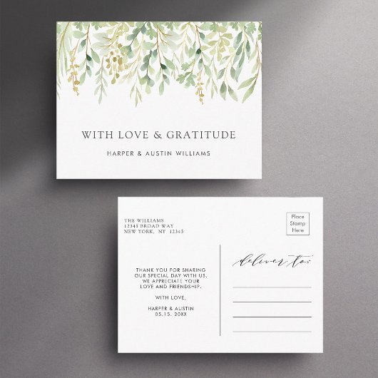 Botanische Hochzeit von Green Foliage Vielen Dank Postkarte