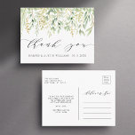 Botanische Hochzeit von Green Foliage Vielen Dank Postkarte<br><div class="desc">Diese Hochzeit danke Ihnen Postcard mit gemalten Aquarellfarben-Blätter in verschiedenen Grüntönen. Für eine weiter gehende Anpassung dieses Designs klicken Sie bitte auf den Button "Anpassen". Matching-Elemente sind ebenfalls verfügbar.</div>