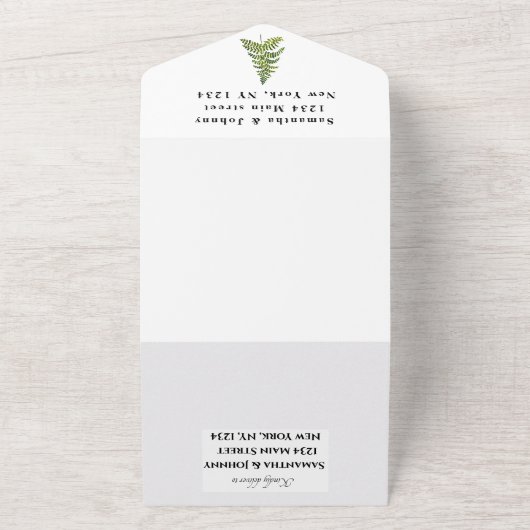 Botanische Hochzeit von Grüner Wasserfarbe All In One Einladung (Außenbereich)