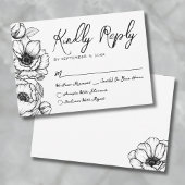 Botanische Hochzeit von Hand gezeichnet florale RSVP Karte