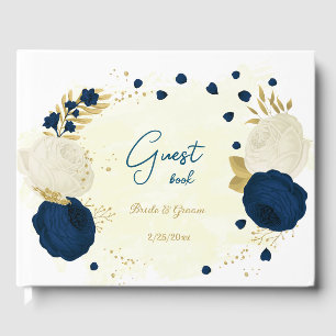 Botanische Hochzeit von Marinesoldaten und weißen Gästebuch
