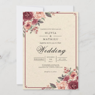Botanische Hochzeit von Mute-Rose Einladung